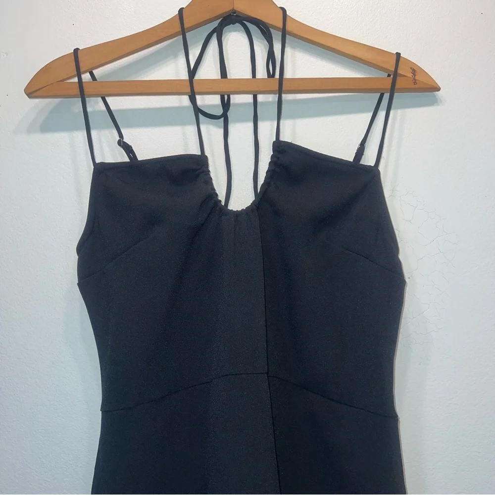 NEW Abercrombie & Fitch Black Strappy Side Slit Maxi Dress Black Sz S Tall $79